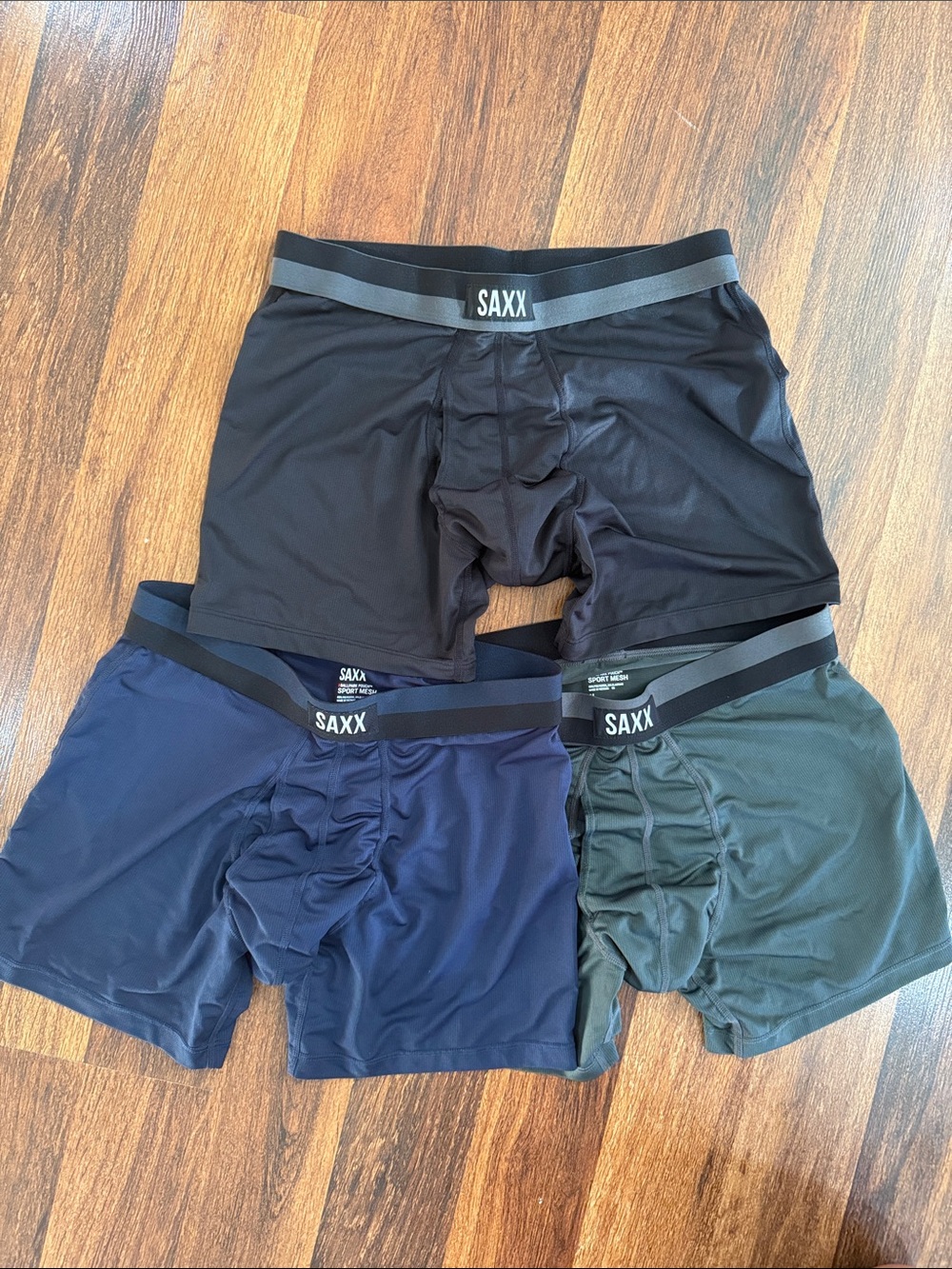 Saxx Men's Medium Boxer Briefs Trio — Black, Navy, Olive